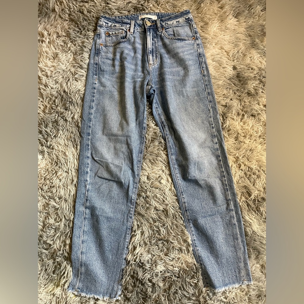 Garage Denim Mom Jeans Women’s Size 25 (1) High Rise Straight Leg Frayed Hem